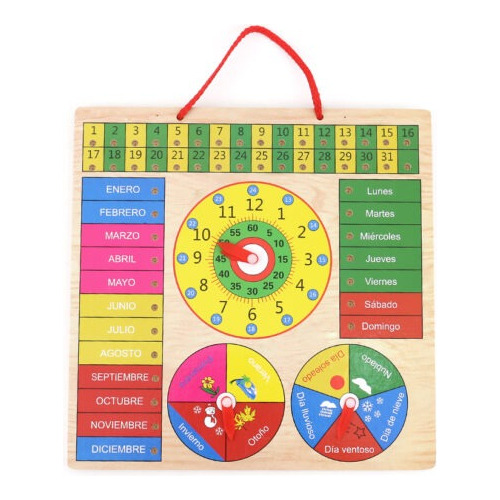 Reloj Calendario Juguete Madera Infantil