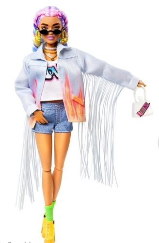 Barbie Extra #5 Cabello Multicolor Trenzas Morena Mascota 