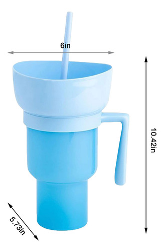 Vaso 2 En 1 Para Aperitivos Con Asa, 33 Oz, Ideal Para Cines