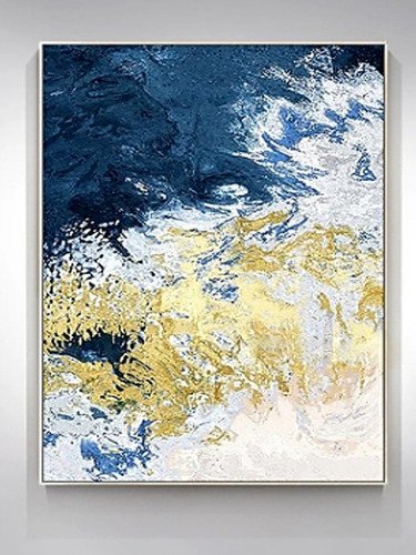 Cuadros Pinturas Abstractos Dorados Y Colores Vivos.