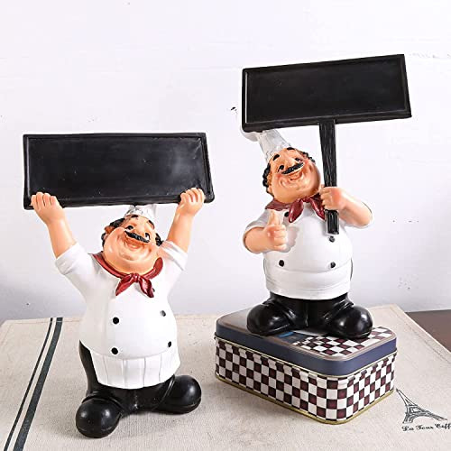 Estatua Chef Resina Pizarra Negra Escritura Cocina Francés C