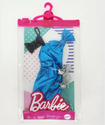 Roupa De Boneca Barbie - Vestido Azul Metálico