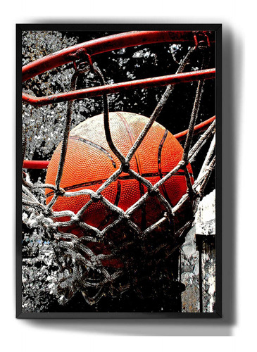 Quadro Decorativo Bola De Basquete Na Cesta Swag