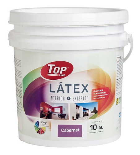 Pintura Latex Lavable Interior Exterior 10 Litros Colores Color Cabernet