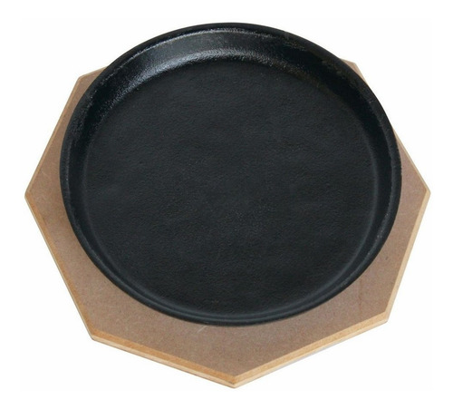 Tabua Com Chapa Ferro Fundido Redonda Com Base Madeira Mdf