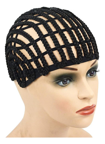 1pc Black Wig Cap Braided Cap Crochet Wig Cap Adjustable Ela