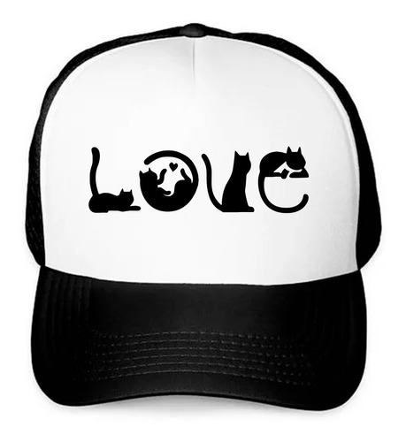 Gorra Unisex De Malla Love Cats Gatos Michis Amor