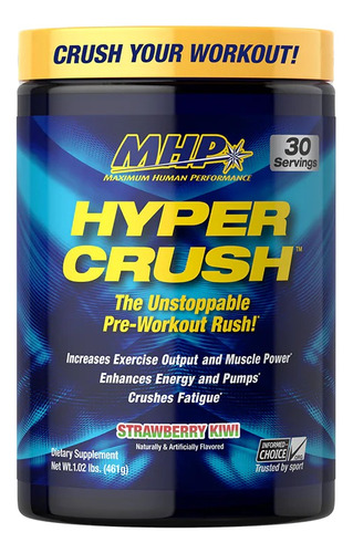 Pre Entreno Hyper Crush Mhp Pre Workout 30 Servicios Sabor Strawberry/kiwi