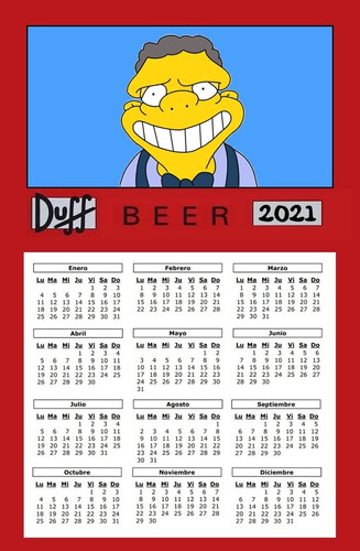 Calendario Imán 2020 Cerveza Duff Moe Szyslak The Simpson