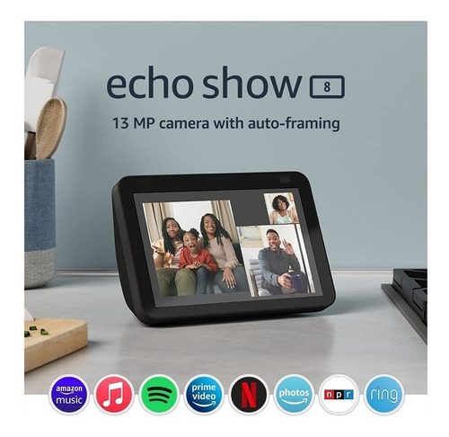 Amazon ECHO SHOW Echo Show 8 2nd Gen con asistente virtual Alexa, pantalla integrada de 8" negro 110V/240V
