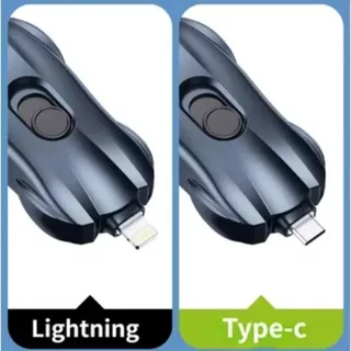 Llavero De Emergencia Cargador Tipo C-iPhone Color Negro Lightning