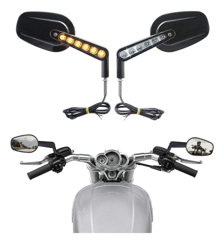 Tcmt Espejo Retrovisor Muscular Led Intermitente Para Harley