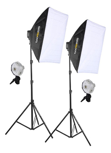 Kit 2 Softbox 50x70 P/4 Lâmpadas Bivolt + Tripé