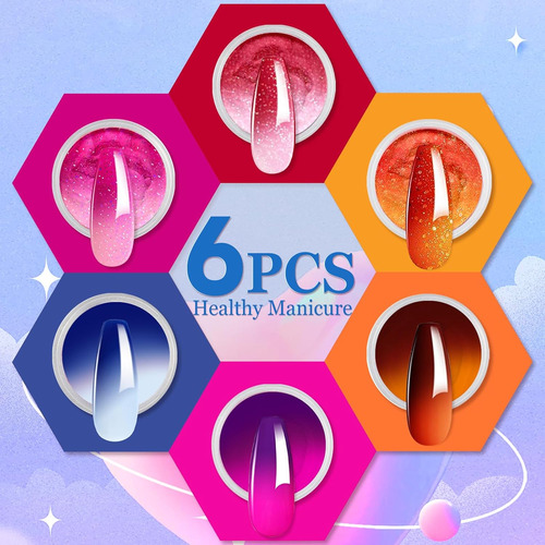 Juego De Polvos De Inmersión De Color, 6 Colores Que Cambian