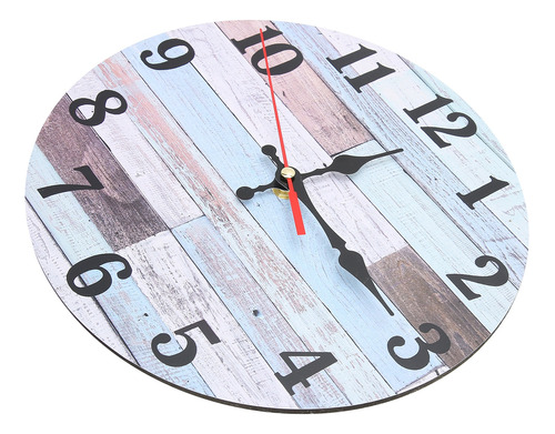 Reloj De Pared De Madera De Estilo Industrial Redondo Y Sile