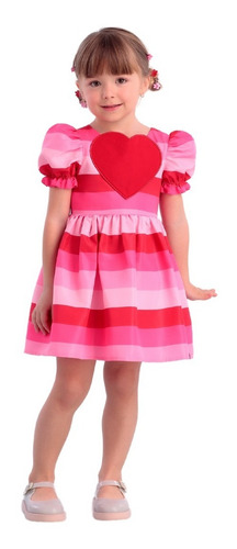 Vestido Infantil Rosa Coração Mon Sucré Lovely 22098 B.e.