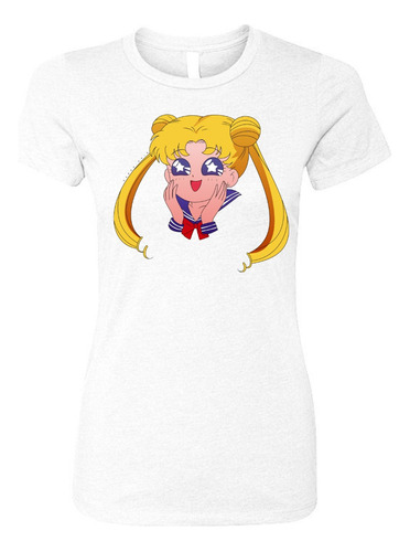 Camiseta Serena Cara Sailor Moon Femenina White Serie Dama