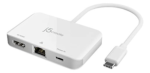 J5crear Usb Tipo C A 4k Hdmi Y Gigabit Ethernet Con Pd 100w