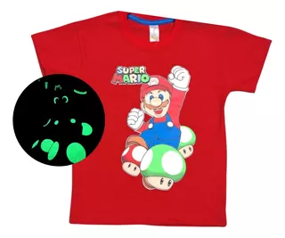 Remeras Glow Brilla Oscuridad Super Mario Gamer