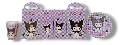 Kuromi Kit Para Fiestas De Cumpleaños Caja+plato+vaso 70 P Kuromi Kuromi Kuromi