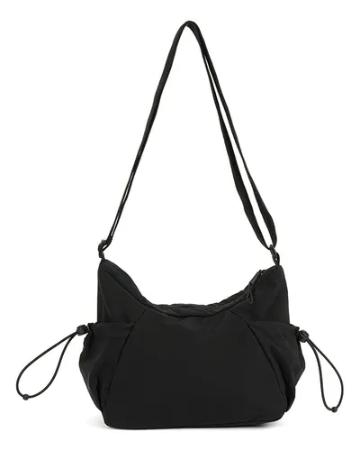 Bandolera Canva Modelo Mykonos De Nylon Con Bolsillo 30553 Crema Lisa