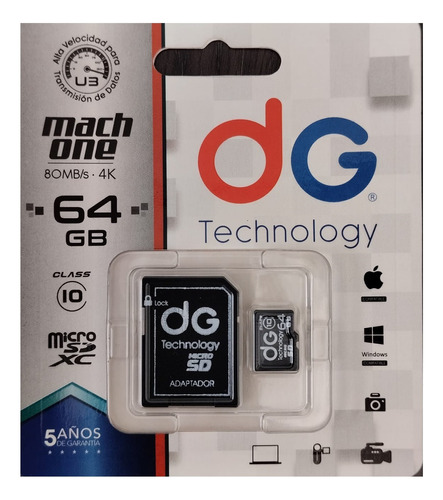 Memoria Micro Sd 64gb Clase 10 Dg Technology