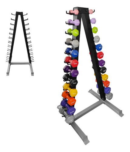 Set Rack 12 Pares Mancuernas Vinílicas De 1 A 15 Lbs Color Varios