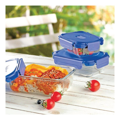 Táper Contenedor Luminarc Cuadrado Vidrio Templado Con Tapa 520ml