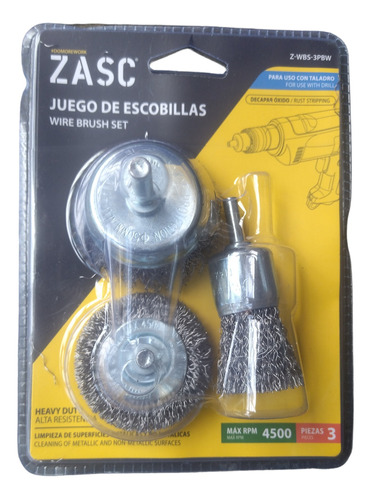 Cepillo Escobilla De Alambre P/taladro 3pzas, Marca Zasc.