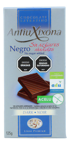 Tableta De Chocolate Antiu Negro Sin Azúcar 125g Ub