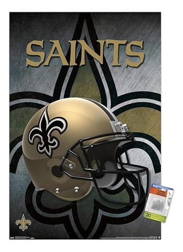 Póster De La Nfl New Orleans Saints Casco 16 Con Pasadores