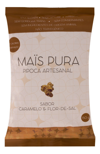 Pipoca Pronta Artesanal Caramelo & Flor de Sal Maïs Pura Pacote 150g