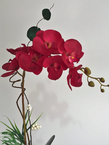 Arranjo Orquídeas Artificiais Silicone Vermelha Frete Grátis | Frete grátis