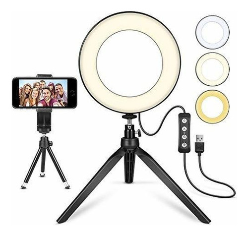 Anillo De Luz Led De 6  Con Soporte De Tripode Para Video Y