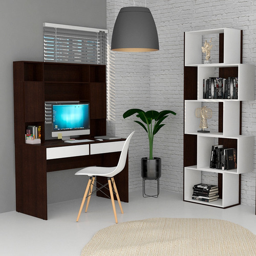 Escritorio Mosconi 720 con alzada 1 cajón melamina de 121cm x 168cm x 60cm wengue