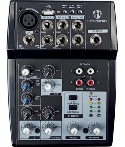 Mesa De Som 5 Canais Hmx-105 Usb Preta Hayonik