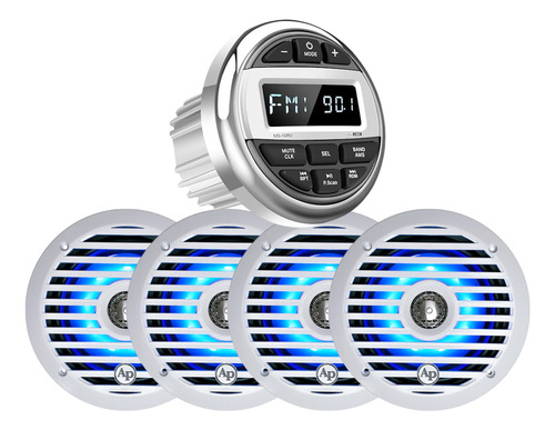 Pack Estereo Nautico Marino + Parlantes Audiopipe 6.5