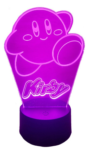 Kirby Lámpara Led Ilusión 3d Decoración Luz Videojuego