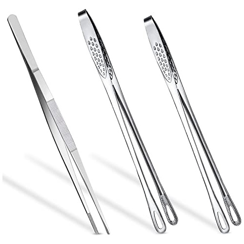 3pcs Cocina Tongs, Pinzas Finas Pinzas De Acero 1b6qo