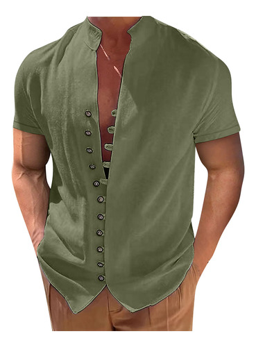 Camiseta Tipo B Para Hombre, Casual, Cuello Alto, Manga Cort