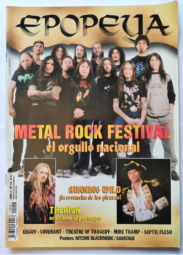 Revista Epopeya 16 Julio 1998 Metal Rock Festival Blackmore