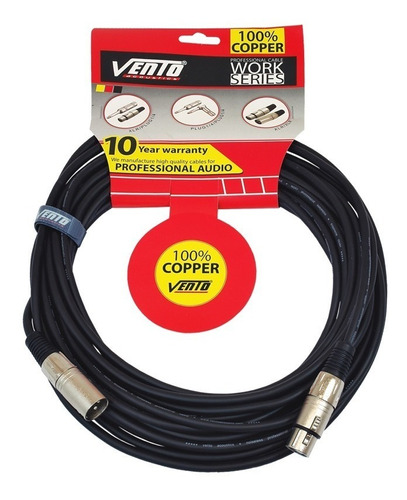 Cable Extensión Cobre Conector Xlr A Xlr 10 Metros Vento