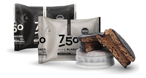 Alfajor 7cincuenta 750 Mixto Negro Y Blanco 12 Unidades