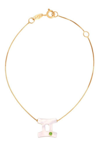 Imagem 1 de 2 de Pulseira Signo Em Madrepérola E Uma Zircônia Em Ouro 18k