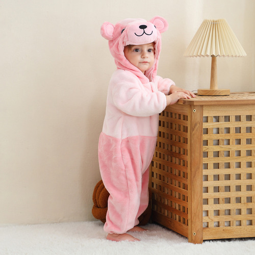 Mono Con Capucha Para Niños Y Niñas, Lindo Traje De Franela