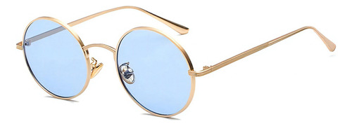Óculos De Sol Bulier Modas John Lennon, Cor Azul Armação De Aço, Lente De Policarbonato Haste De Aço