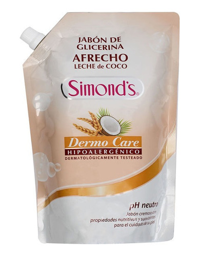 Simond's Jabon Liquido Doypack  Afrecho Leche Coco 750ml