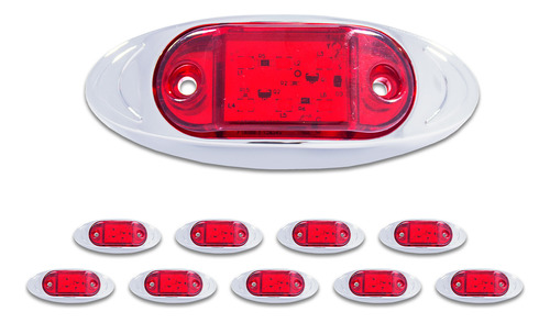 10 Plafones Laterales Rojos Con 6 Leds Elípticos Tunelight