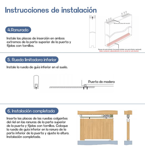 Kit Riel Corredera Granero Para Colgar 1puerta Soportado80kg