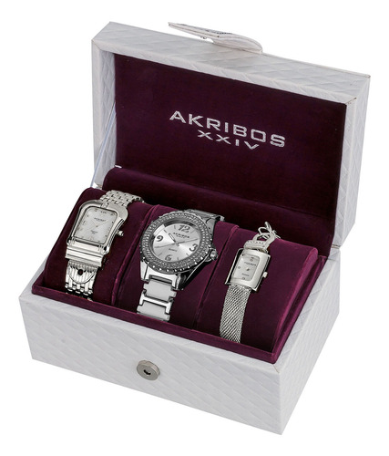 Set De Reloj Para Mujer Akribos Xxiv Ak600ss De Cuarzo